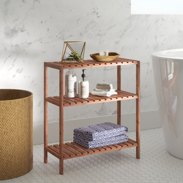 Bay Isle Home Woodbranch Solid Wood Freestanding Bathroom Shelves